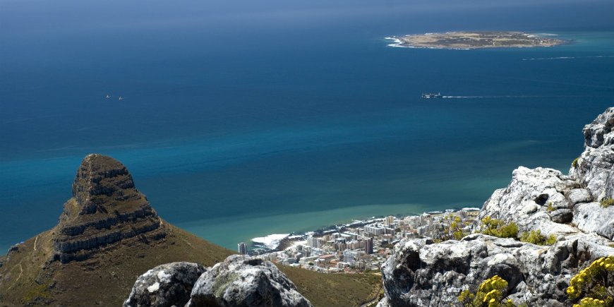 Näköala Robben Islandille maista